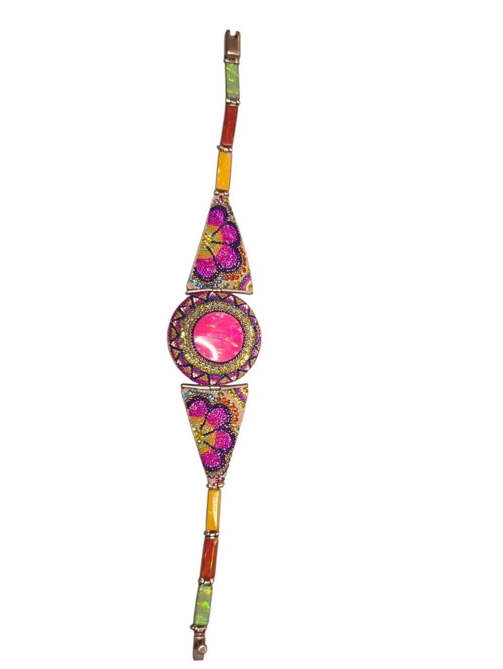 Mosaico Sterling Silver Crystal & Vibrant Opal Floral Statement Bracelet